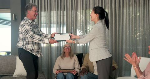 Friendly Group Therapy Session with Certificate Presentation