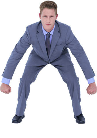 Transparent background businessman bending in formal suit