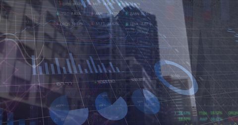 Financial Data Analytics with Cityscape Overlay - Download Free Stock Images Pikwizard.com