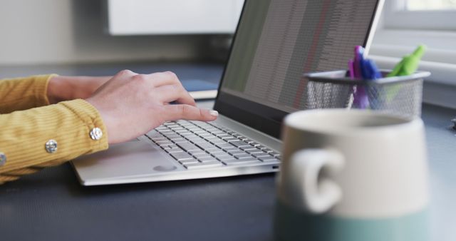 Woman Typing on Laptop Keyboard in Office - Download Free Stock Images Pikwizard.com