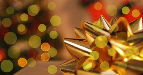 Golden Christmas Decorations with Festive Bokeh Effect - Download Free Stock Images Pikwizard.com