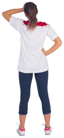 Disappointed Football Fan in White and Red Holding Head