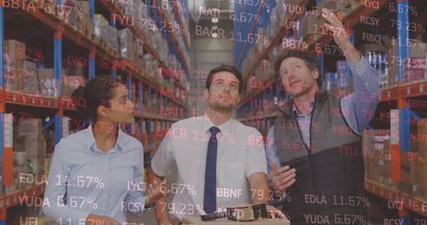 Warehouse Professionals Analyzing Data with Technology Overlay - Download Free Stock Images Pikwizard.com