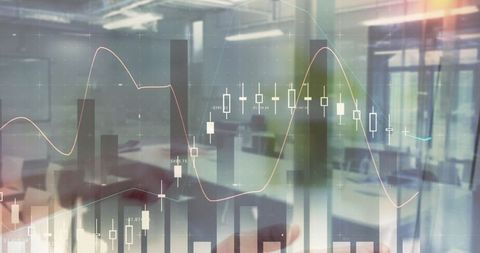 Statistics and financial data overlay on business environment