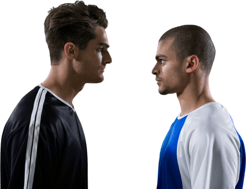 Transparent Rival Football Players Facing Off