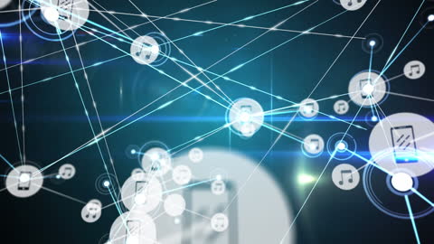 Digital Network with Music and Smartphone Icons