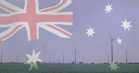 Australian renewable energy concept with wind turbines
