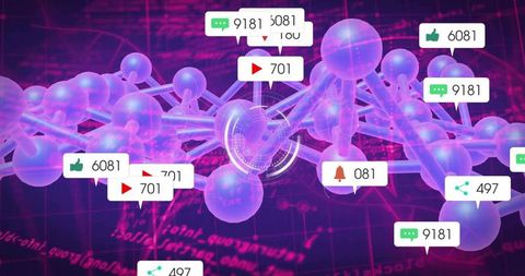 Futuristic Social Media Connectivity with Digital Icons Overlay