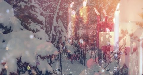 Christmas Candles Overlooking Serene Snowy Landscape - Download Free Stock Images Pikwizard.com