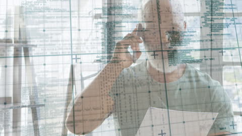 Businessman Analyzing Data Through Digital Overlay
