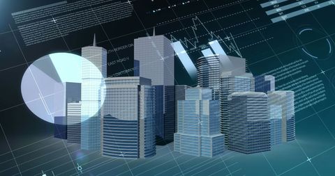Modern Cityscape with Financial Data Overlay - Download Free Stock Images Pikwizard.com