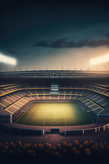 General view of football stadium and sky with clouds created using generative ai technology - Download Free Stock Photos Pikwizard.com