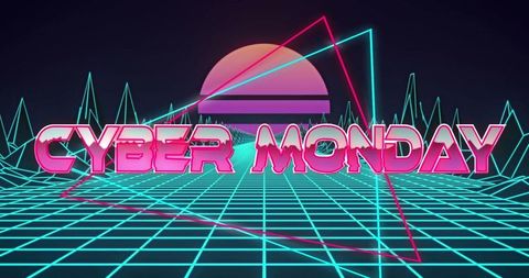 Cyber monday synthwave style retro neon design