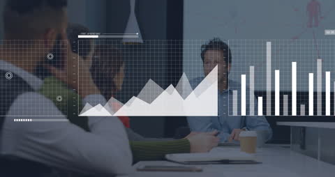 Executives Discussing Global Business Finances with Digital Interface