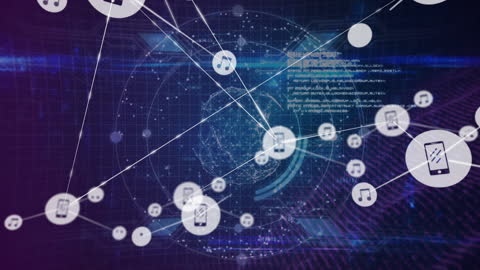 Network Connections and Data Processing Conceptual Visualization