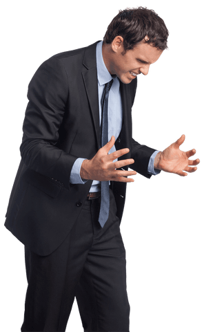 Transparent Angry Businessman in Suit Frustrated Expression