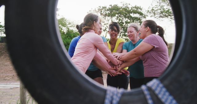 Women United in Cheer Before Outdoor Team Exercise - Download Free Stock Images Pikwizard.com