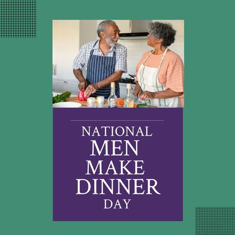 elderly couple celebrating national men make dinner day - Download Free Stock Templates Pikwizard.com
