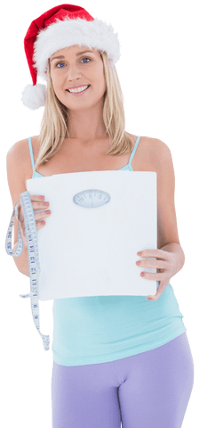 festive fitness motivation with woman holding scale - Download Free Stock Videos Pikwizard.com