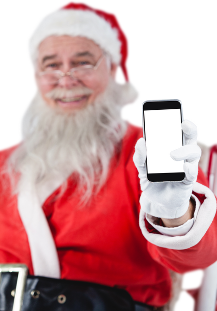 Smiling Santa Claus Showing Transparent Mobile Phone - Download Free Stock Videos Pikwizard.com