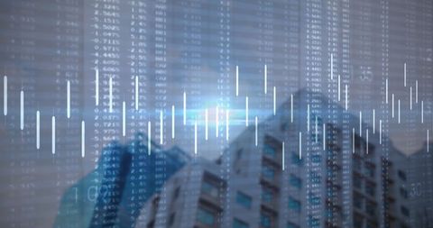 financial data visualization over modern city buildings - Download Free Stock Images Pikwizard.com
