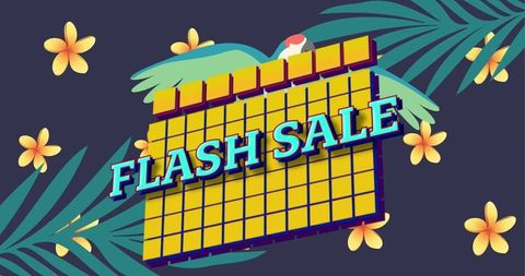 Colorful Flash Sale Announcement with Tropical Elements