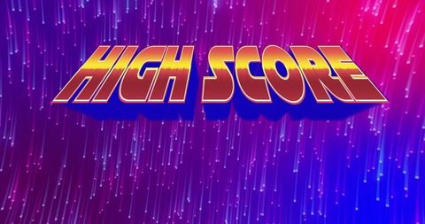 Retro futuristic high score digital art with neon elements