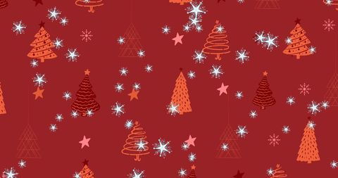 Festive holiday pattern with christmas trees and snowflakes