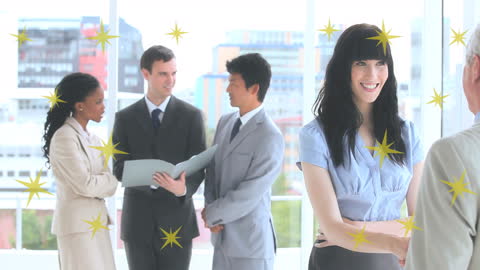 Business Meeting with Animated Stars Overlaid
