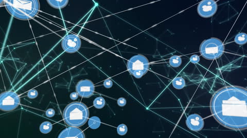 Digital Communication Network with Icons Connecting