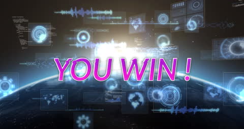 Digital Celebration Animation with You Win Text