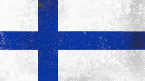 Weathered Finnish Flag Close-Up Showing Blue Nordic Cross with Grunge Texture and Rust Patina
