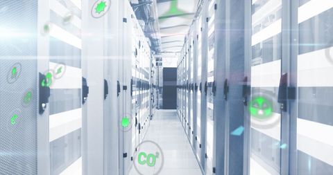 Digital Interface Over Eco-Friendly Data Center - Download Free Stock Images Pikwizard.com