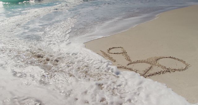 Waves Washing Over Year Written in Sand on Tropical Beach - Download Free Stock Images Pikwizard.com