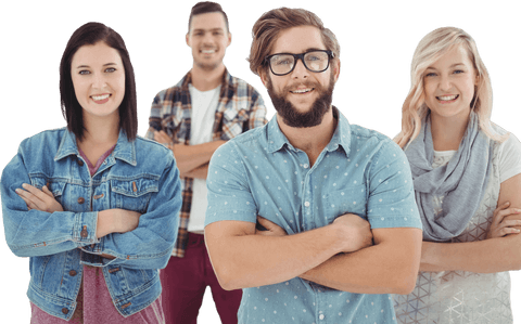Smiling Team of Young Professionals Isolated Transparent Background