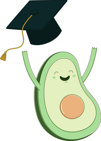 cheerful avocado celebrating graduation with cap on transparent background - Download Free Stock Videos Pikwizard.com