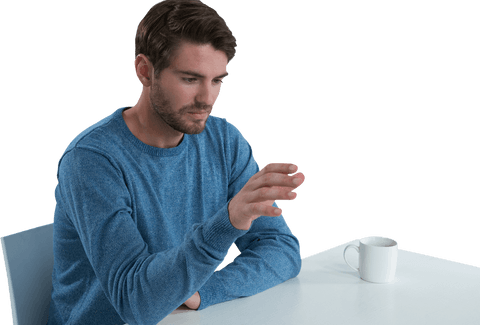 Man in Sweater Interacting with Transparent Virtual Screen - Download Free Stock Videos Pikwizard.com