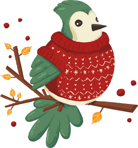 whimsical green bird in red sweater on transparent background - Download Free Stock Videos Pikwizard.com