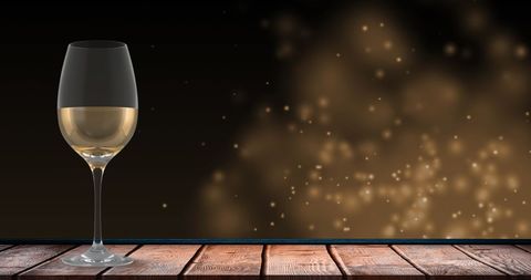 Elegant White Wine Glass on Wooden Table with Sparkling Lights - Download Free Stock Images Pikwizard.com