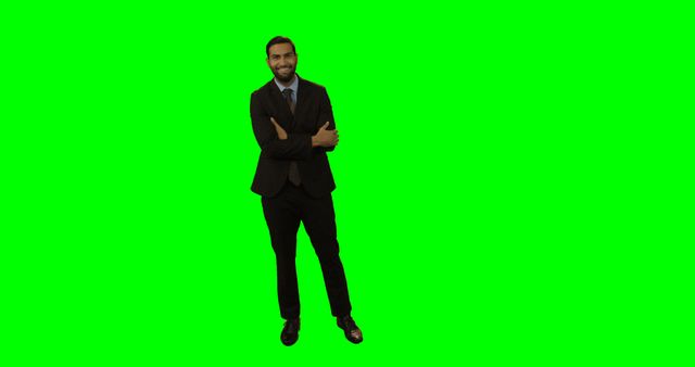 Confident Businessman in Suit Standing on Isolated Green Screen - Download Free Stock Images Pikwizard.com