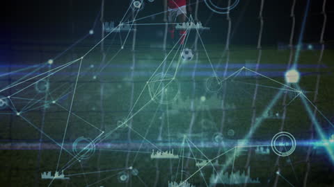 Innovative Sports Technology with Soccer Player and Network Graphics