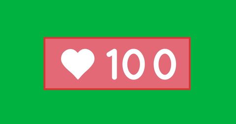 Heart Icon with 100 Likes on Green Background - Download Free Stock Images Pikwizard.com