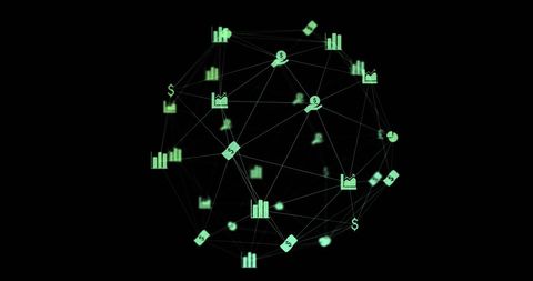 Digital Network Sphere with Data Icons on Black - Download Free Stock Images Pikwizard.com