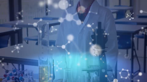 Futuristic Laboratory Research with Molecular Overlay