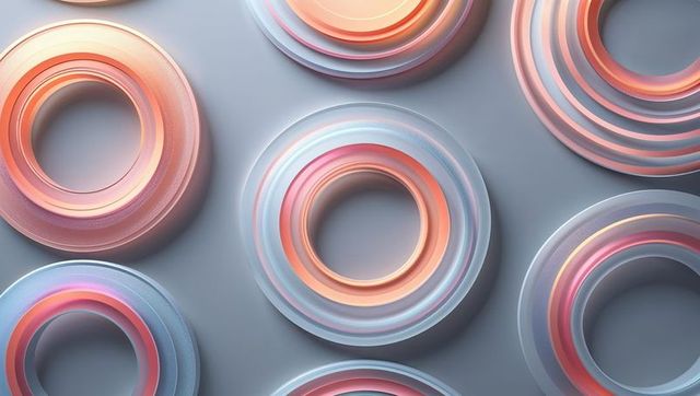 Abstract Layered Rings in Pastel Hues on Gray Surface