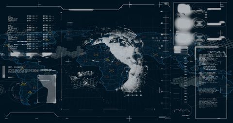 Futuristic Digital World Map Interface with Data Analytics - Download Free Stock Images Pikwizard.com