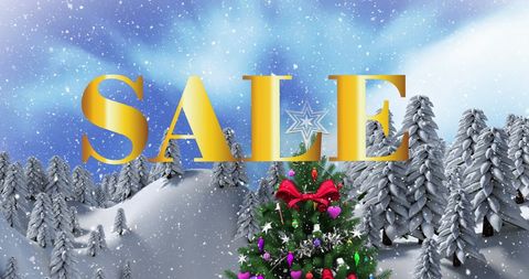 Festive Winter Landscape with Christmas Sale Sign - Download Free Stock Images Pikwizard.com