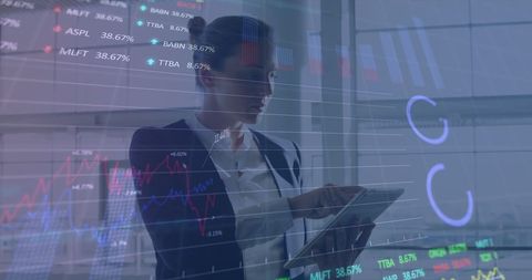 Caucasian Businesswoman Analyzing Digital Financial Graphs on Tablet - Download Free Stock Images Pikwizard.com