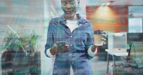businesswoman analyzing data on smartphone elegant freelancer - Download Free Stock Images Pikwizard.com