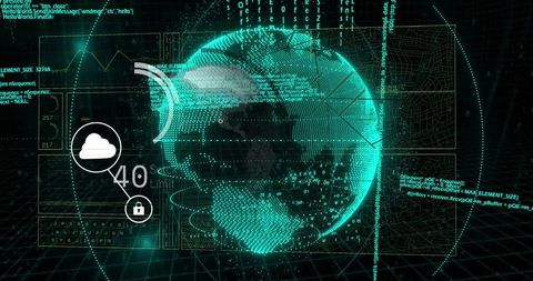 Futuristic Globe With Data Streams and Digital Grid - Download Free Stock Images Pikwizard.com